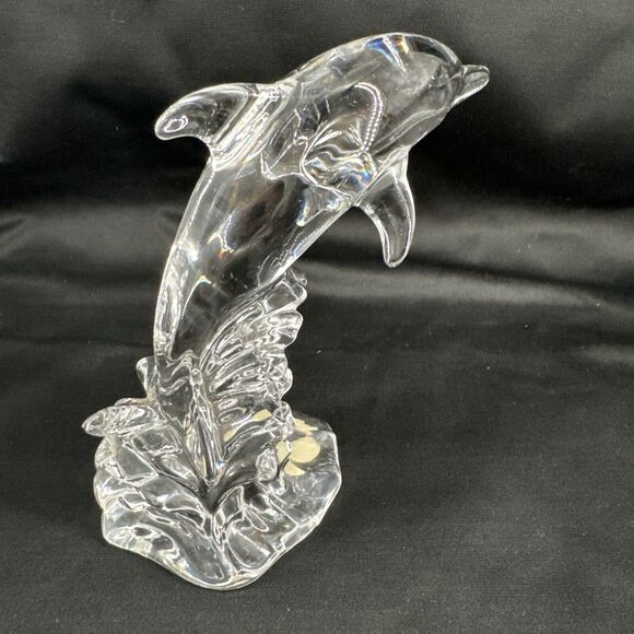 Dolphin Sculpture Wonders of the Wild in Waves Germany 24% Lead Cristal Au Plomb - Picture 2 of 9